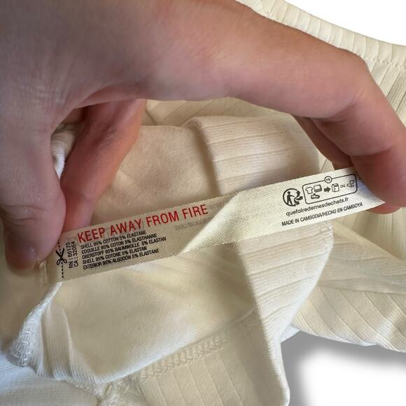 Free People Intimately Ribbed‎ White V-Notch Cami Tank Top Cotton Stretch - Picture 5 of 6